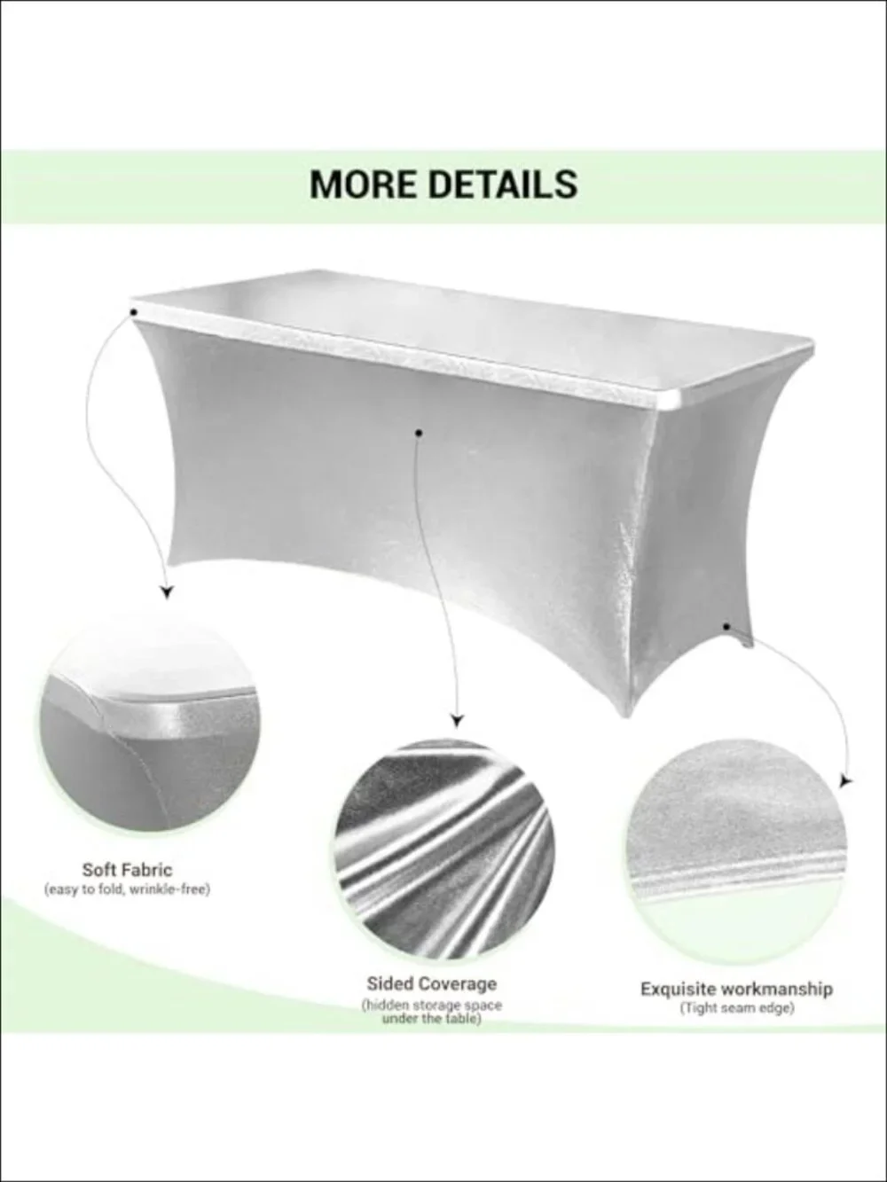 6 Pack Stretch Spandex Table Covers for 6ft Tables Fitted Elastic